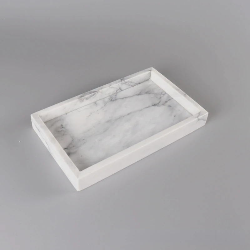 Hotel model room bathroom tray cake tray home cosmetics cloud white splicing natural marble stone square tray