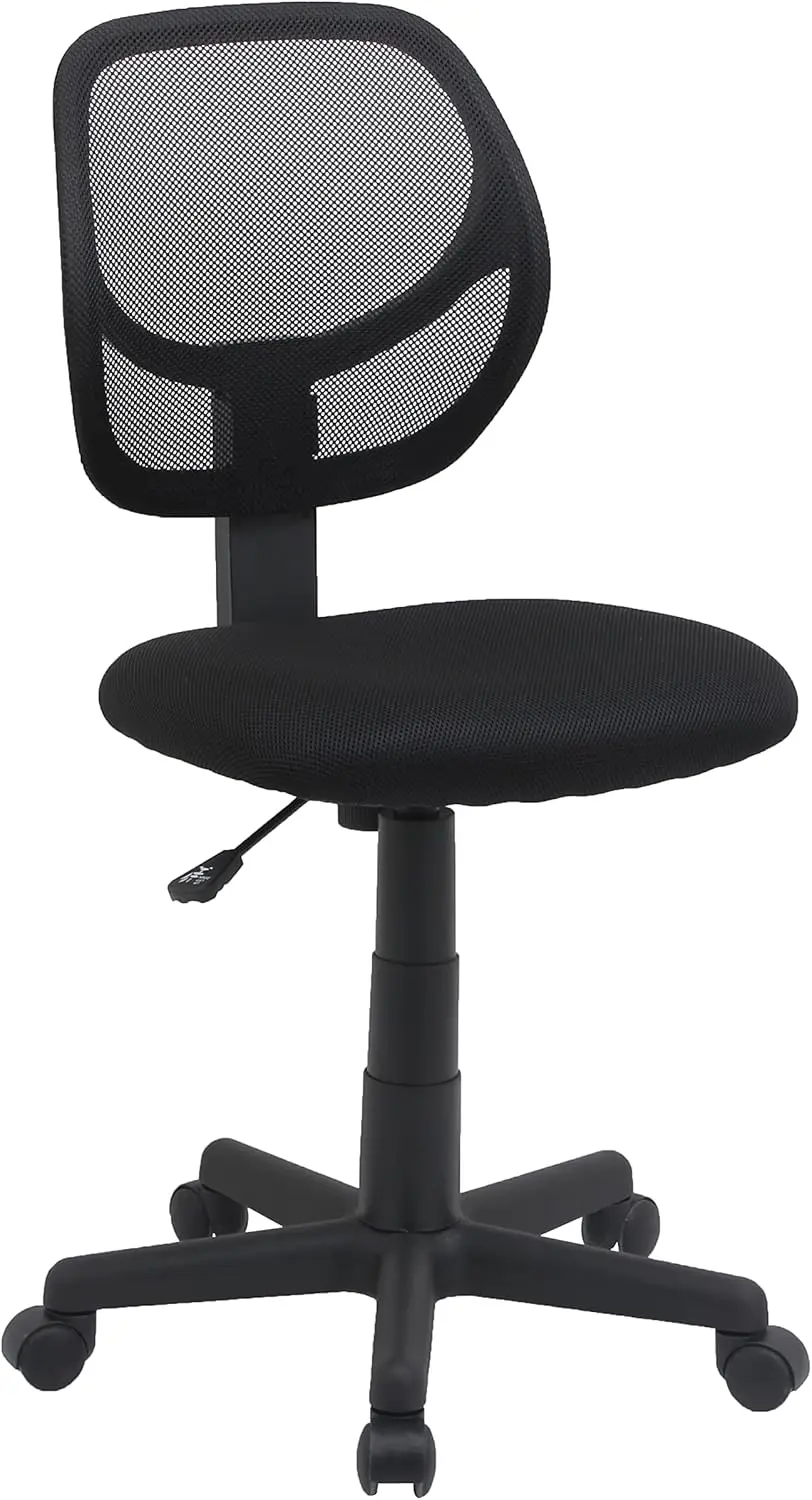 

Adjustable Low Back Mesh Rolling Desk Chair with Padded Seat, Swivel and Smooth Casters, Black