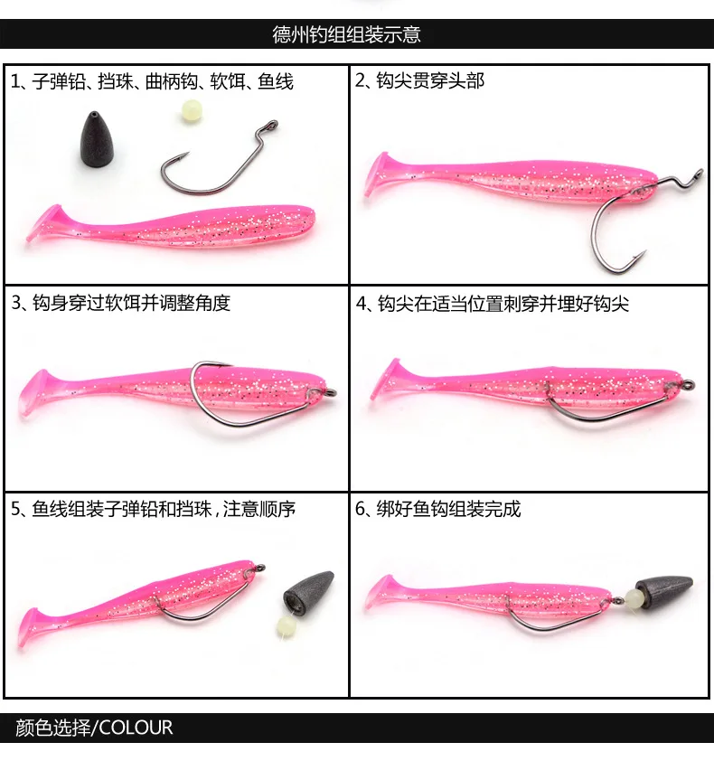 Angelköder, T-Schwanz, weicher Köder, Mandarinenfisch, Jigkopf, 5–8,5 cm, Wurm, Texas Rig Carolina Rigs, Lot, 10 Stück, Ausverkauf – Detail 3