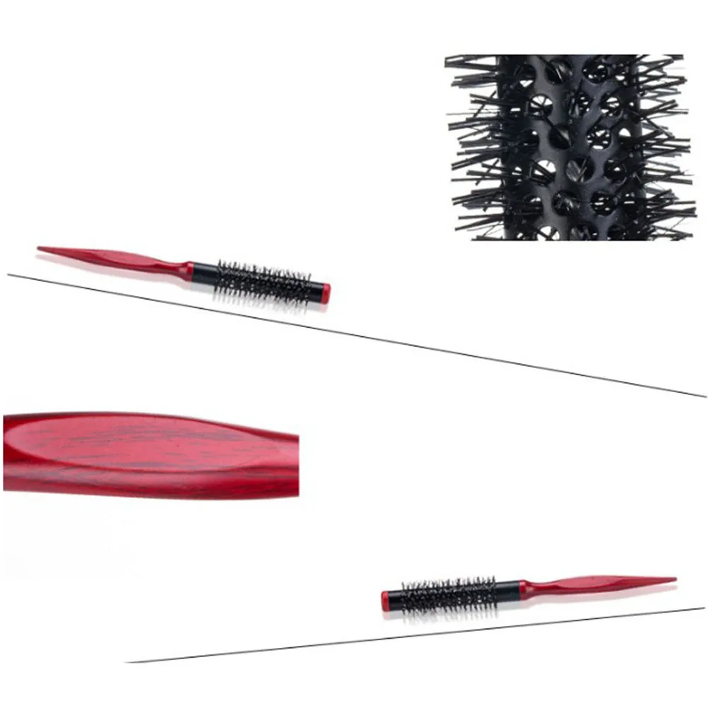 

Nylon Bristles Hair Brush Comb Wooden Handle 1.2cm Round Comb Hair Tool for Scalp Massage Frizz Control Shiny Silky Hairstyle