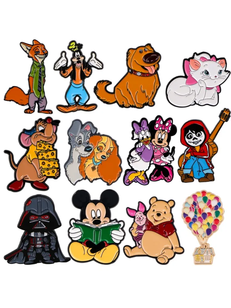 Broche esmaltado de cachorro de desenho animado, broches de animais fofos para mulheres, alfinetes