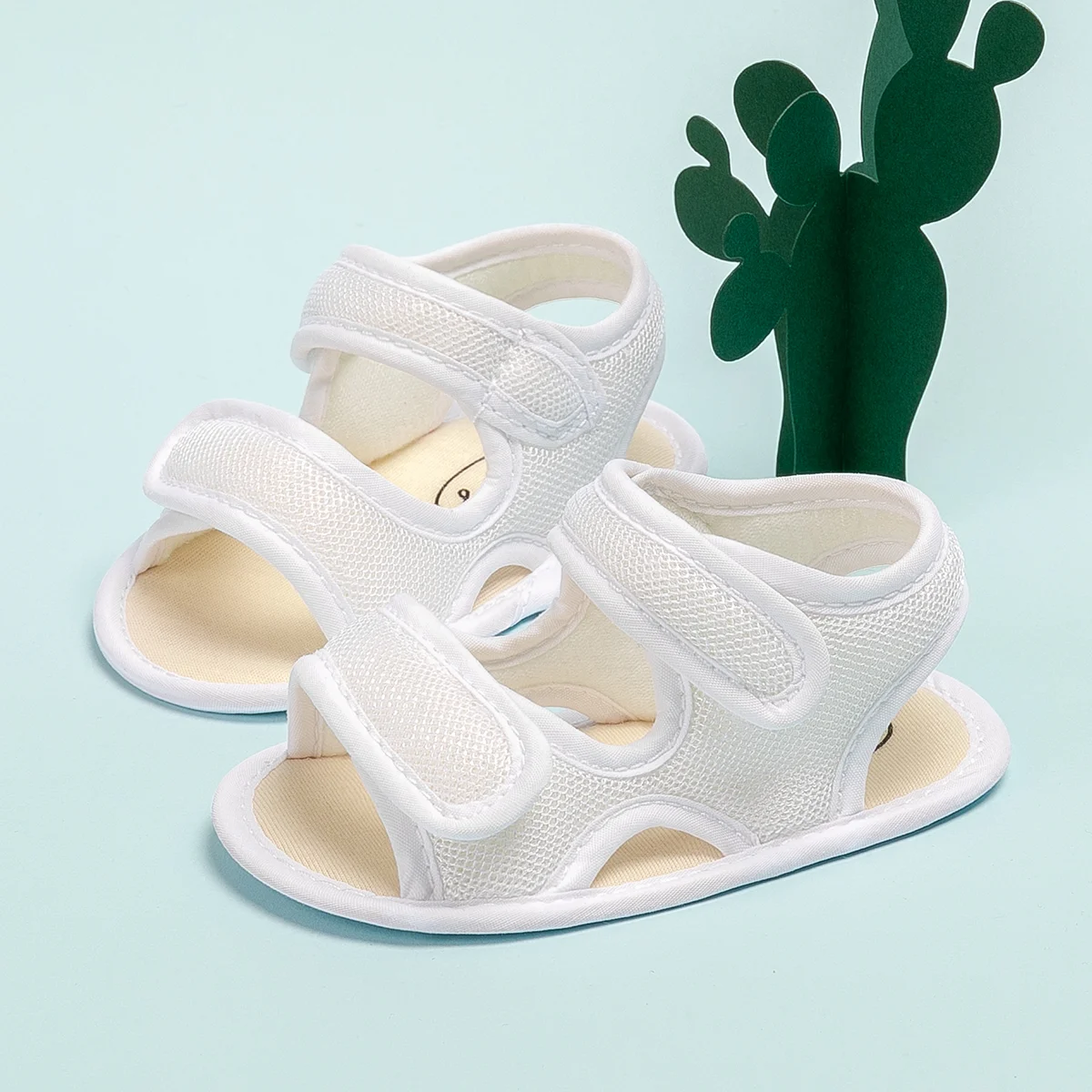 

KIDSUN 2024 Newborn Baby Girl Sandals Cotton Sole Light Weight Breathable Baby Princess Shoes Baby Girl Infant Sandals Canvas