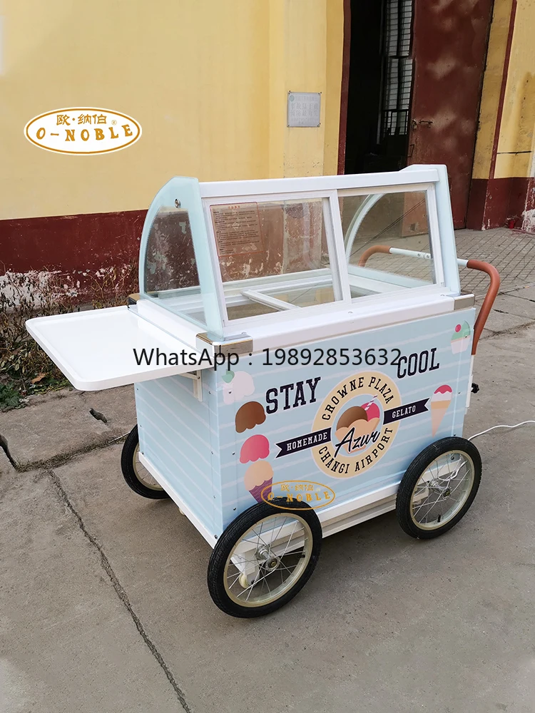 Small Refrigerated and Frozen Trolley Creative Mall Display for Ice Cream, Milk Tea, Juice, and Internet-Famous Cold Drinks