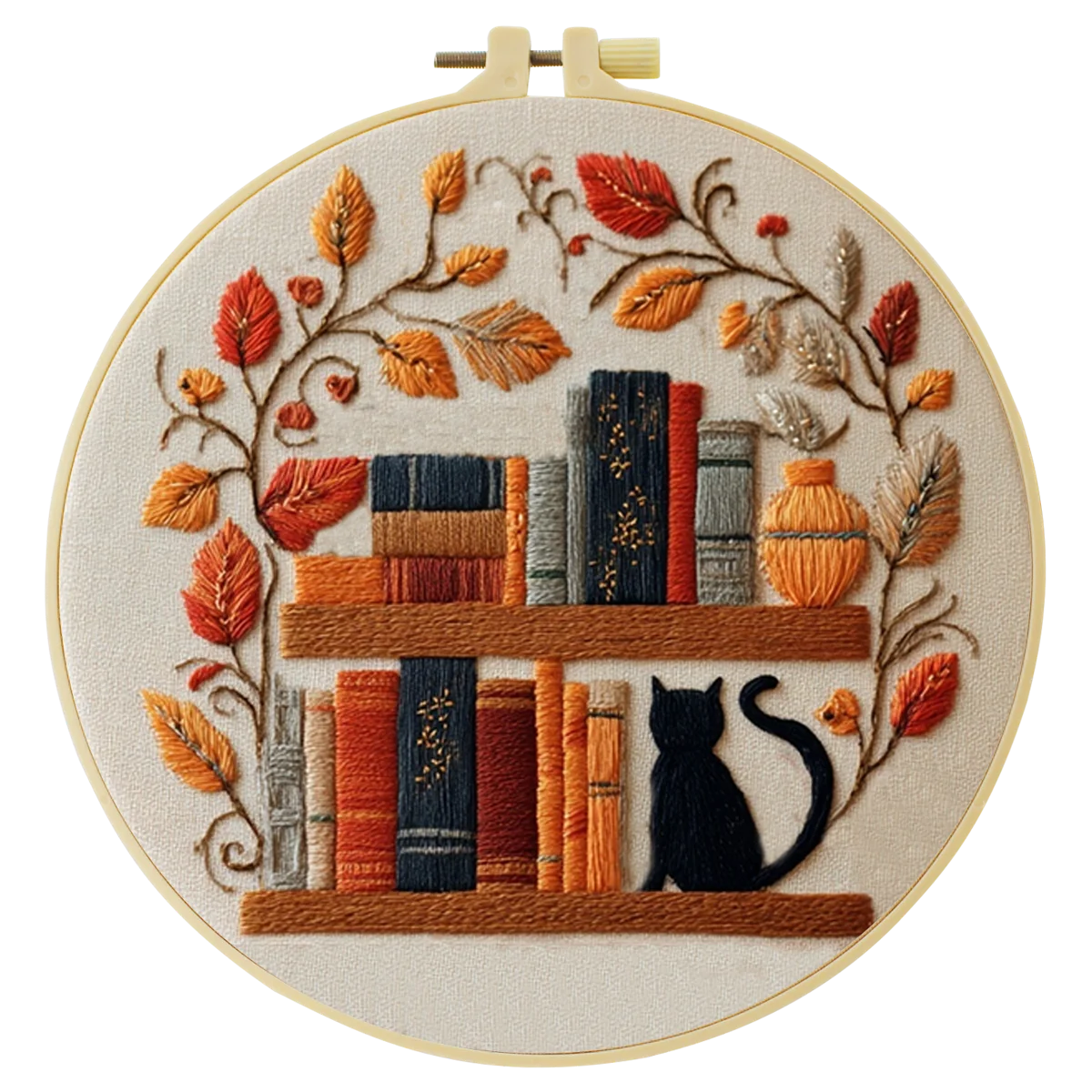 1 Stück 20X20CM/15X15CM 7,87/6,3 Zoll Bücherregal-Stickerei-Starter-Kit DIY-Kit DIY-Stickerei-Set Handarbeiten Heimdekoration – Detail 4