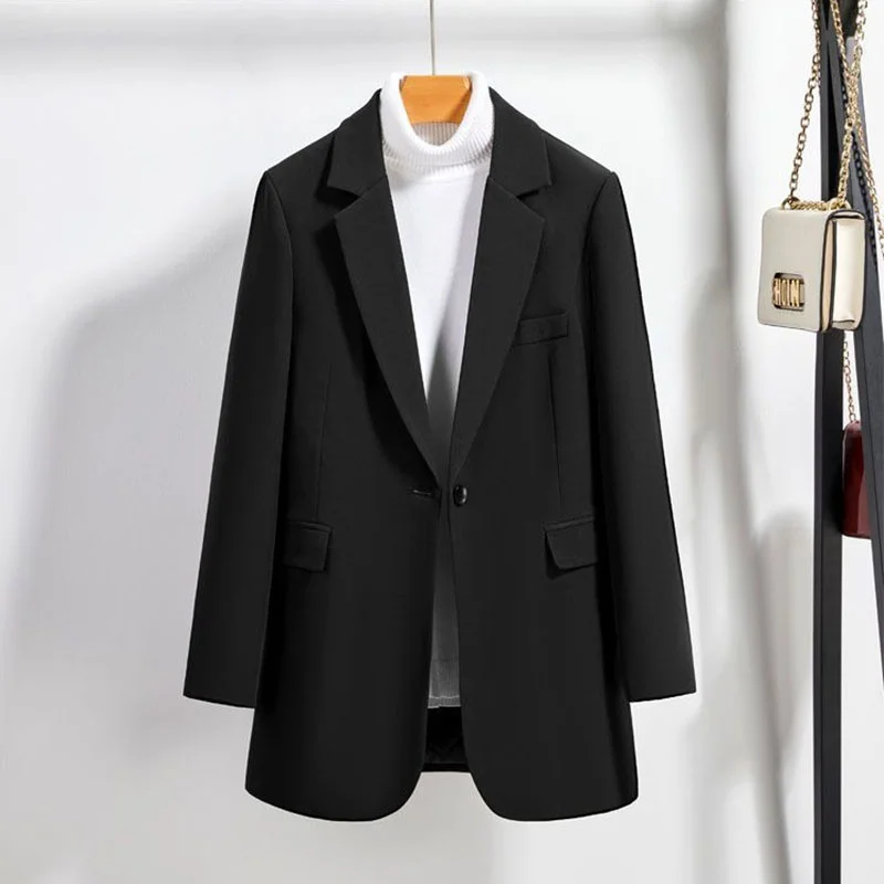 New Oversized Women Blazers Autumn Office Lady Pocket Blazer Women Jackets for Women Black Suit Coats Ladies Casual Tops L - 7XL