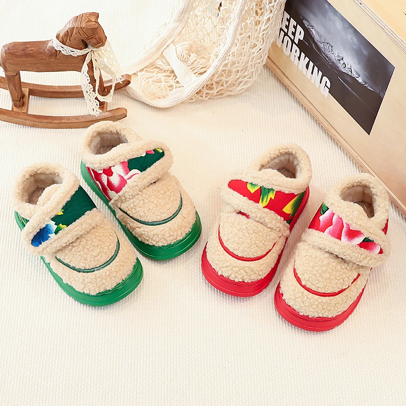 Kids Snow Boots Winter Cotton Slippers Furry Warm Anti-slip Ankle Boots Comfortable Thick Bottom Children Shoes Botas De Niña