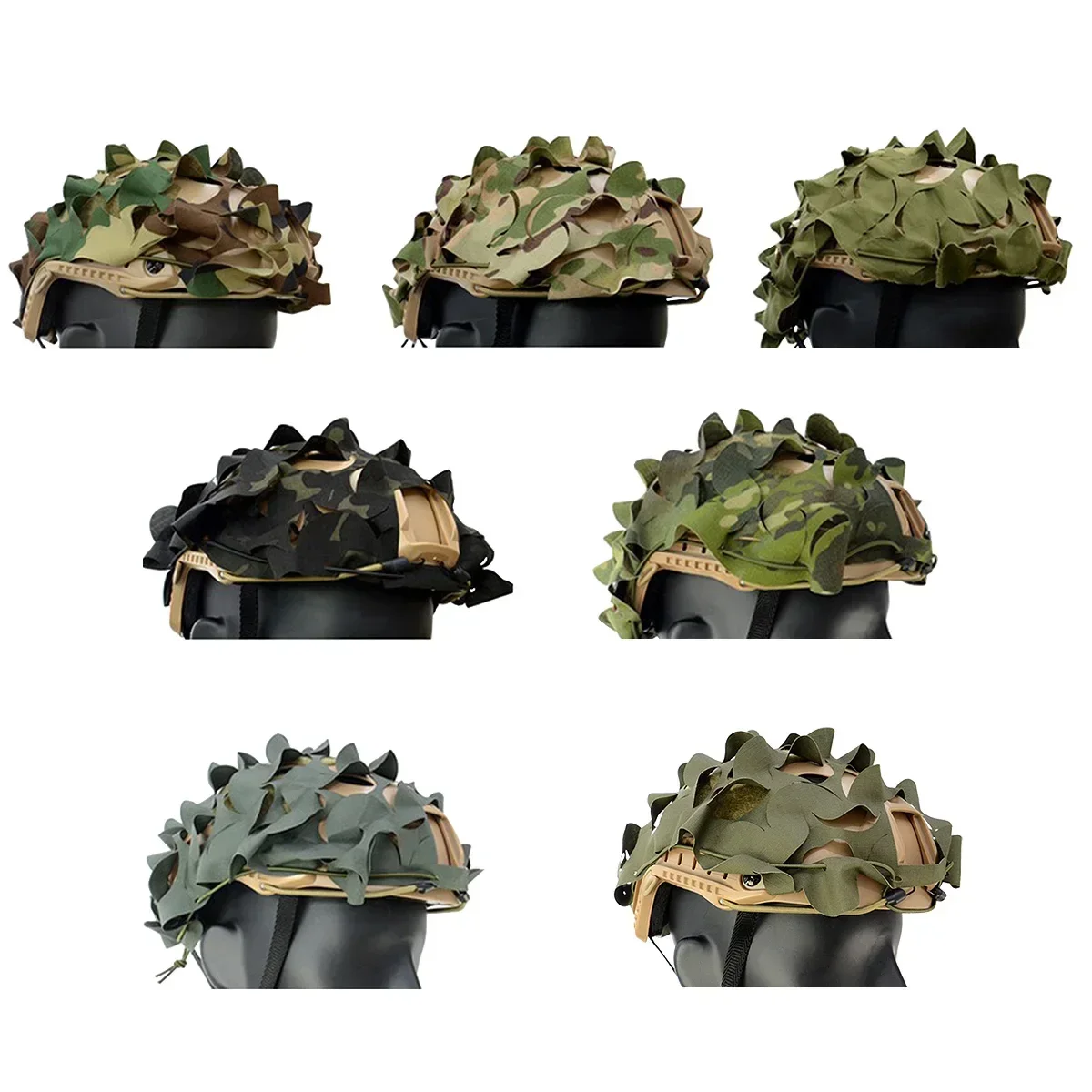 

3D Camo Net FAST Helmet Cover Nylon Drawstring Helmet Scrim Helmet Cloth Laser Cut Airsoft Paintball Hunting Accessories