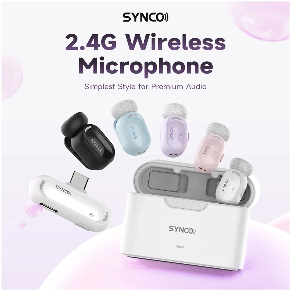 SYNCO Smic 2.4G Wireless Microphone Lavalier Microphone for Live Streaming with One-Click Ai Noise-Cancellation