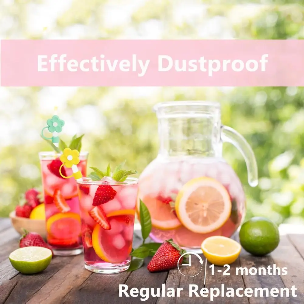 Airtight Flowers Straw Covers Cap Flowers Splash Proof Dust-Proof Straw Caps Reusable Dust Proof Plugs Protector for Stanleys
