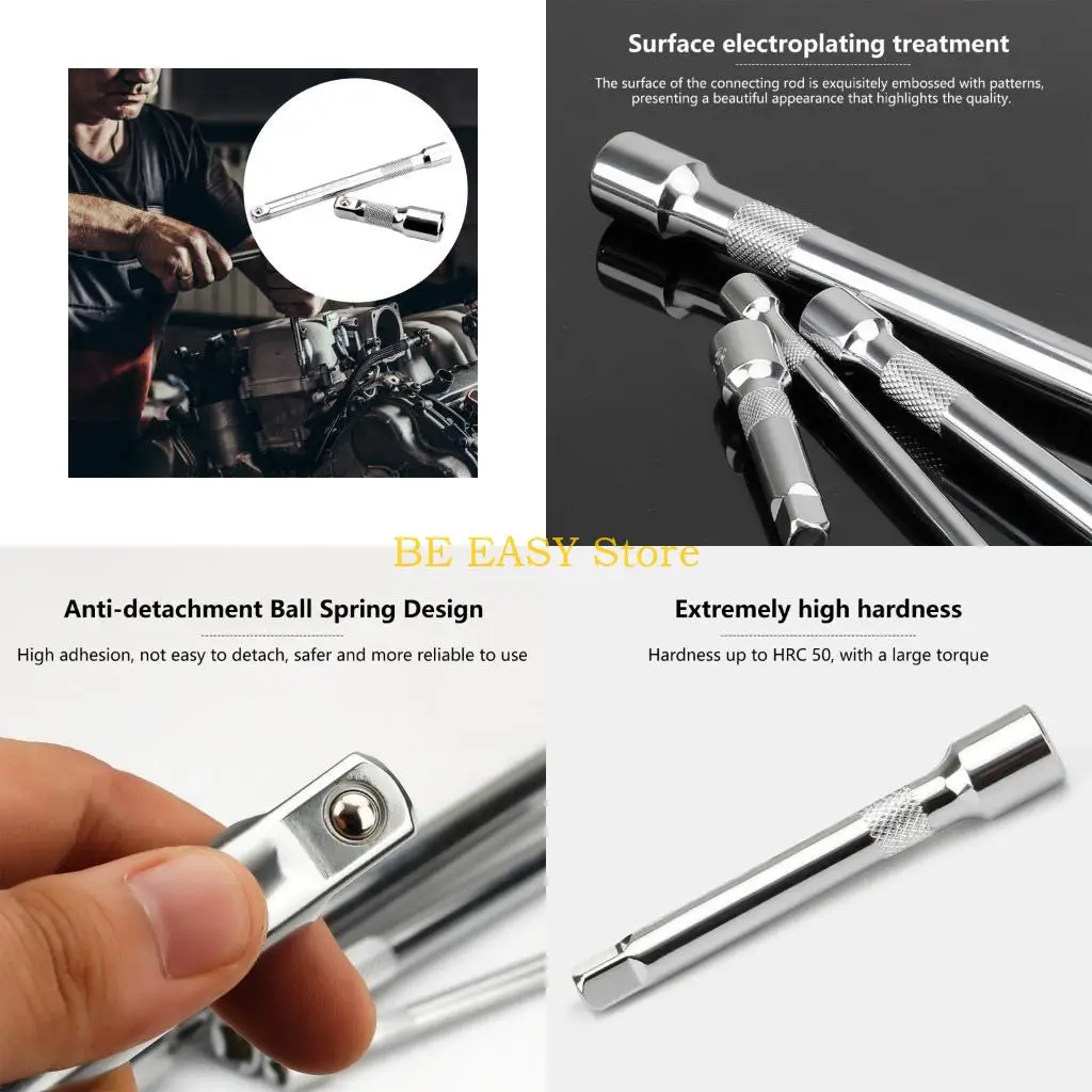 E28F Double Pack High Torques 10 Inches Socket Adapter Bar Set In High Strength Steel For 1/2 And 3/8 Drive Professional