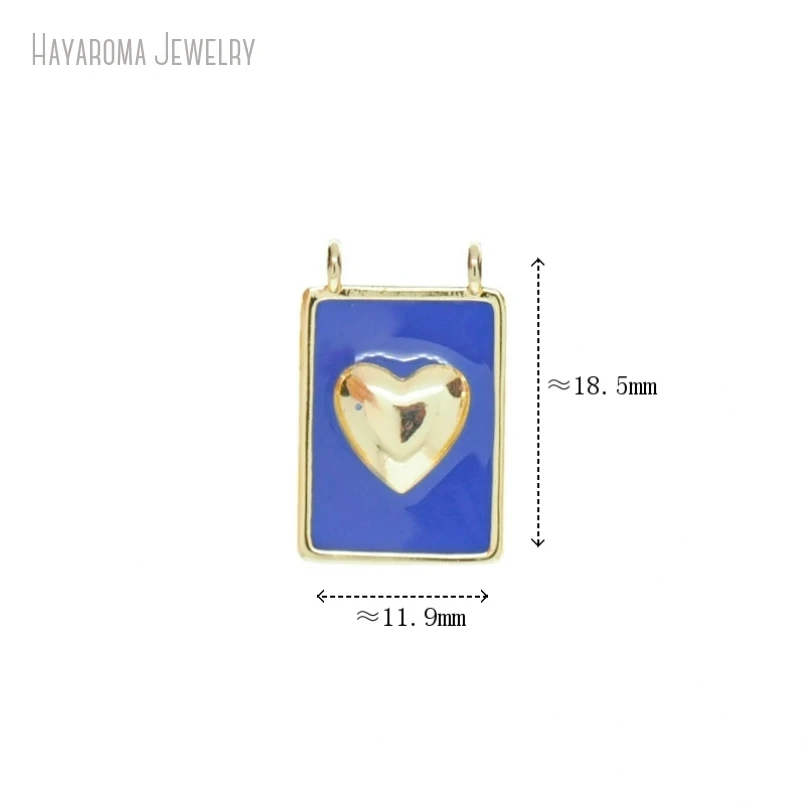 

5Pcs Dark Blue Geometric Rectangle Hearts Heart Shape Point Gold Color Pendant Metal Enamel Wholesale Copper Charms