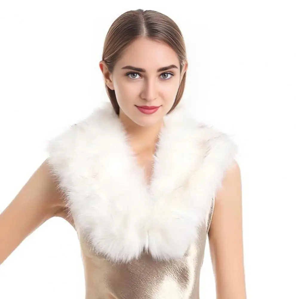 Winter Warm 2025 Faux Fur Scarf with Velvet Lining Invisible Fur Clip Artificial Fur Shawl Dresses Coats Fake Collar Neck Scarf