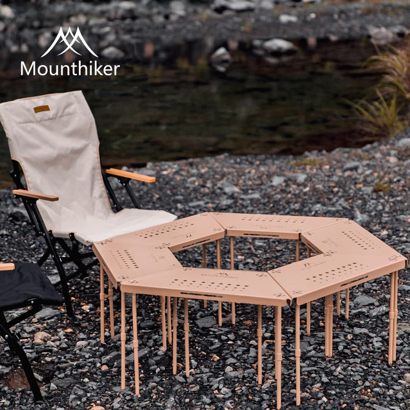 MOUNTAINHIKER Outdoor Camping Tragbarer Klappbarer Aluminium Vielseitiger Design-Kochertisch Picknick-BBQ-Tisch Abnehmbarer Sechseckiger Tisch