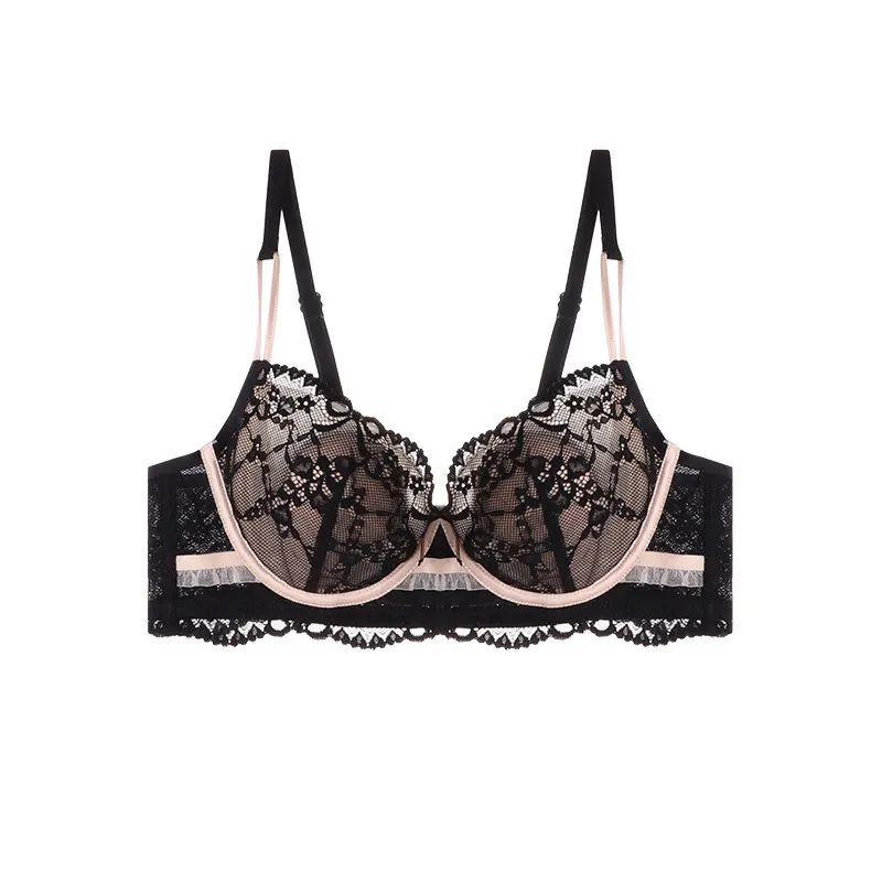 Sensual Lingerie French Lace Underwear Set Rabbit Ear Cup Thin Breathable Adjust Bra Side Collect Underarm Fat Size 32-38 MOYISU