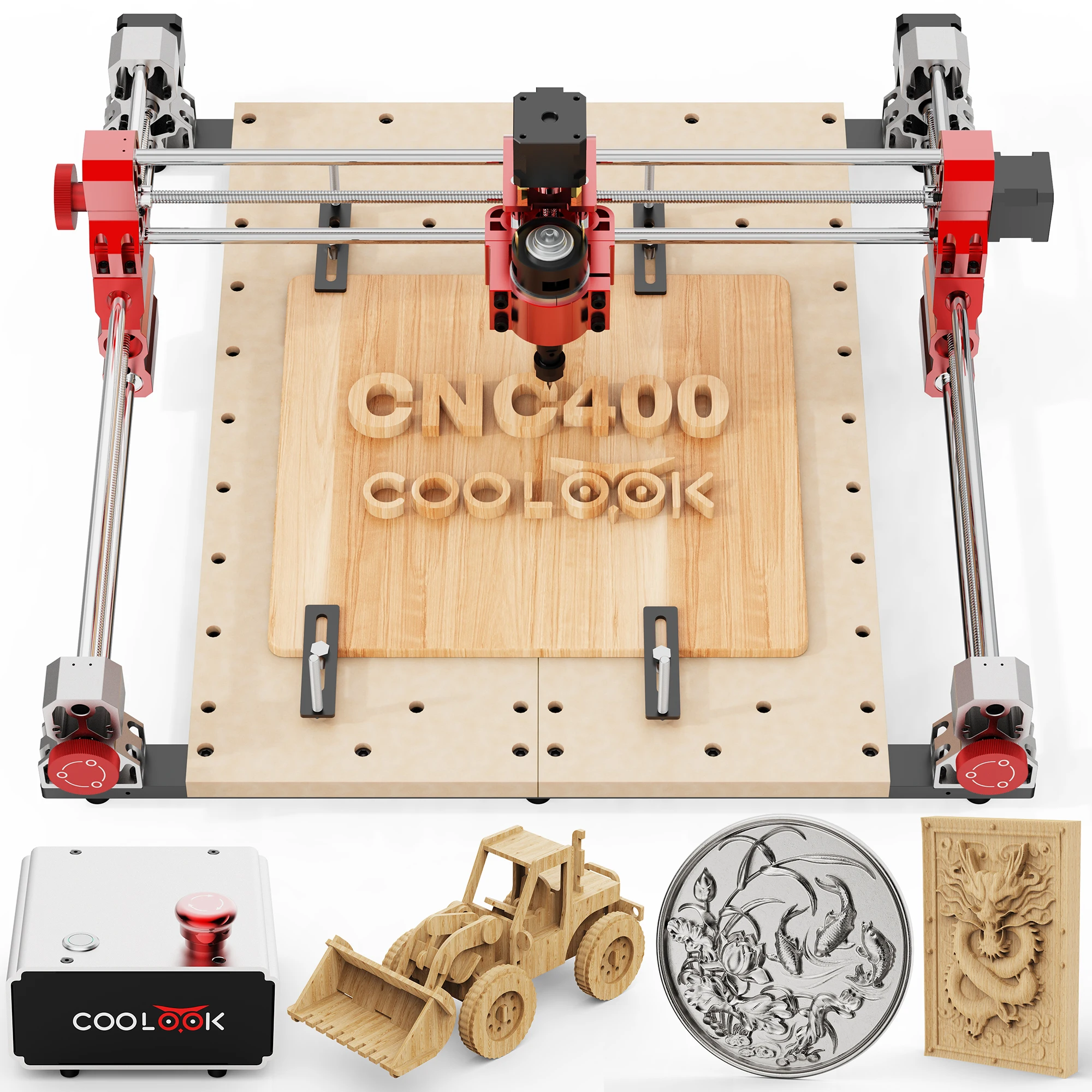 COOLOOK CNC400 GRBL Open-Source CNC and Laser Two-in-One with a Working Area of 400*400*50mm, for Cutting MDF/Solid Wood/Carbon - view 2