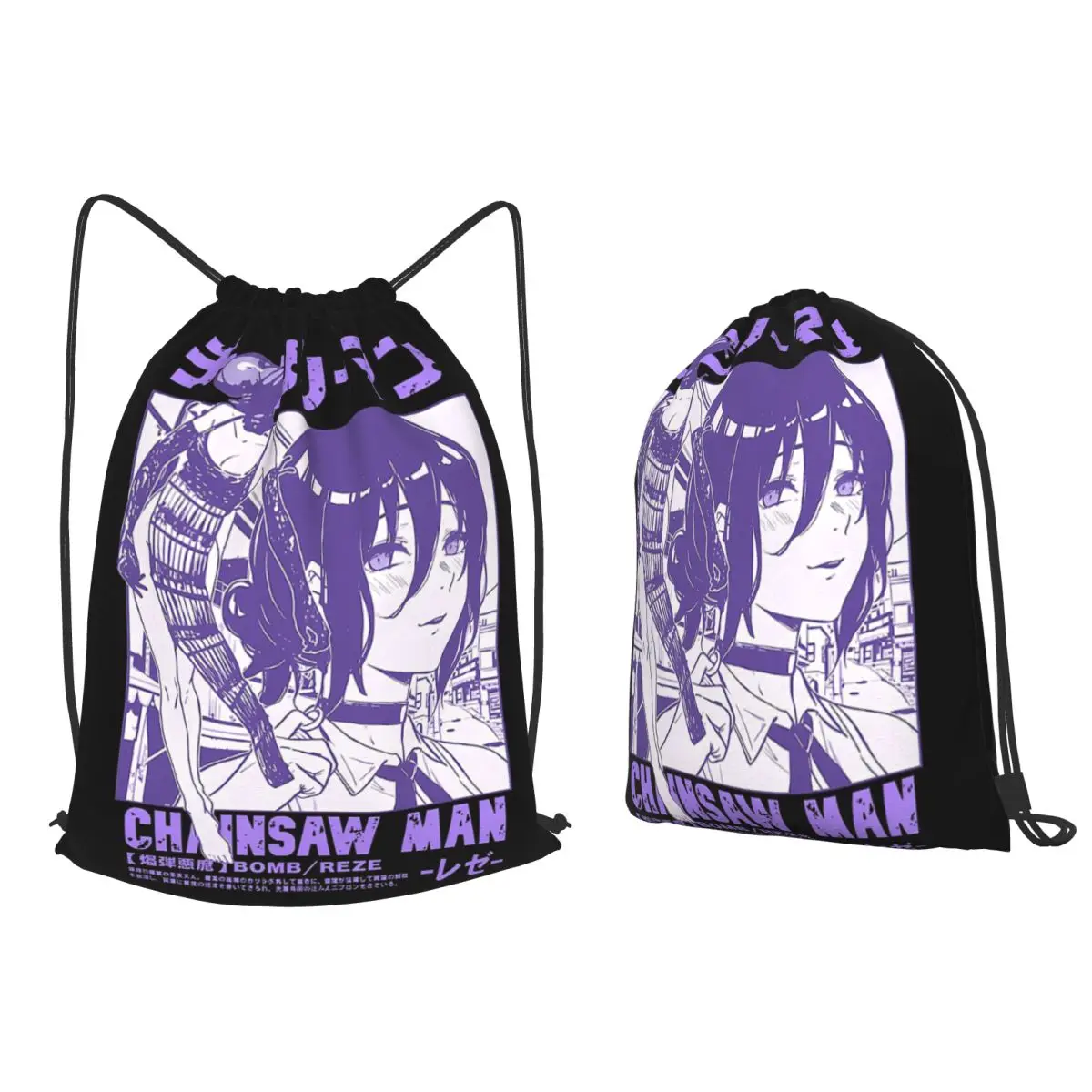 Anime Chainsaw Man Reze Backpacks Casual Drawstring Bags Sundries Bag Book Bags for Travel Students