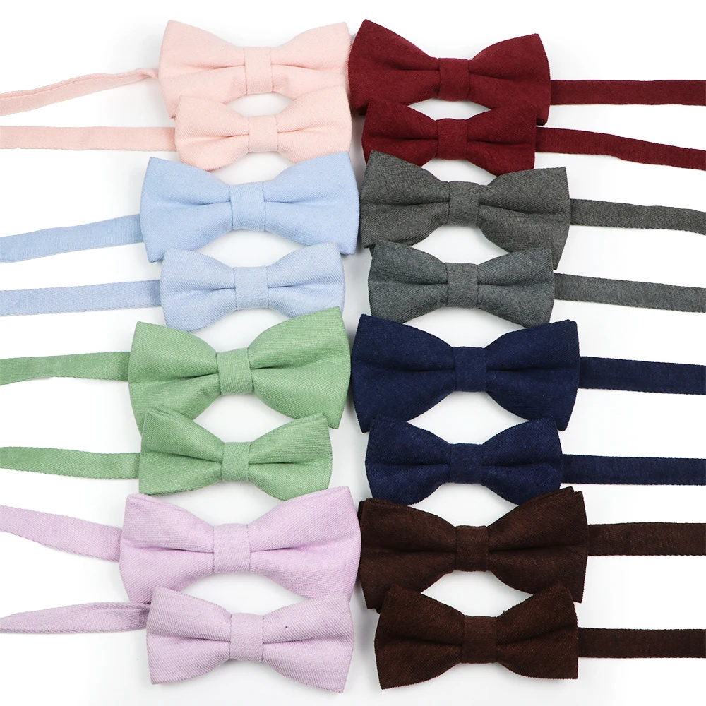 Solid Color Parent-Child Bowties Super Soft Velvet Corduroy Wedding Men Kid Bow Tie Romantic Blue Pink Red Butterfly Cravat Gift