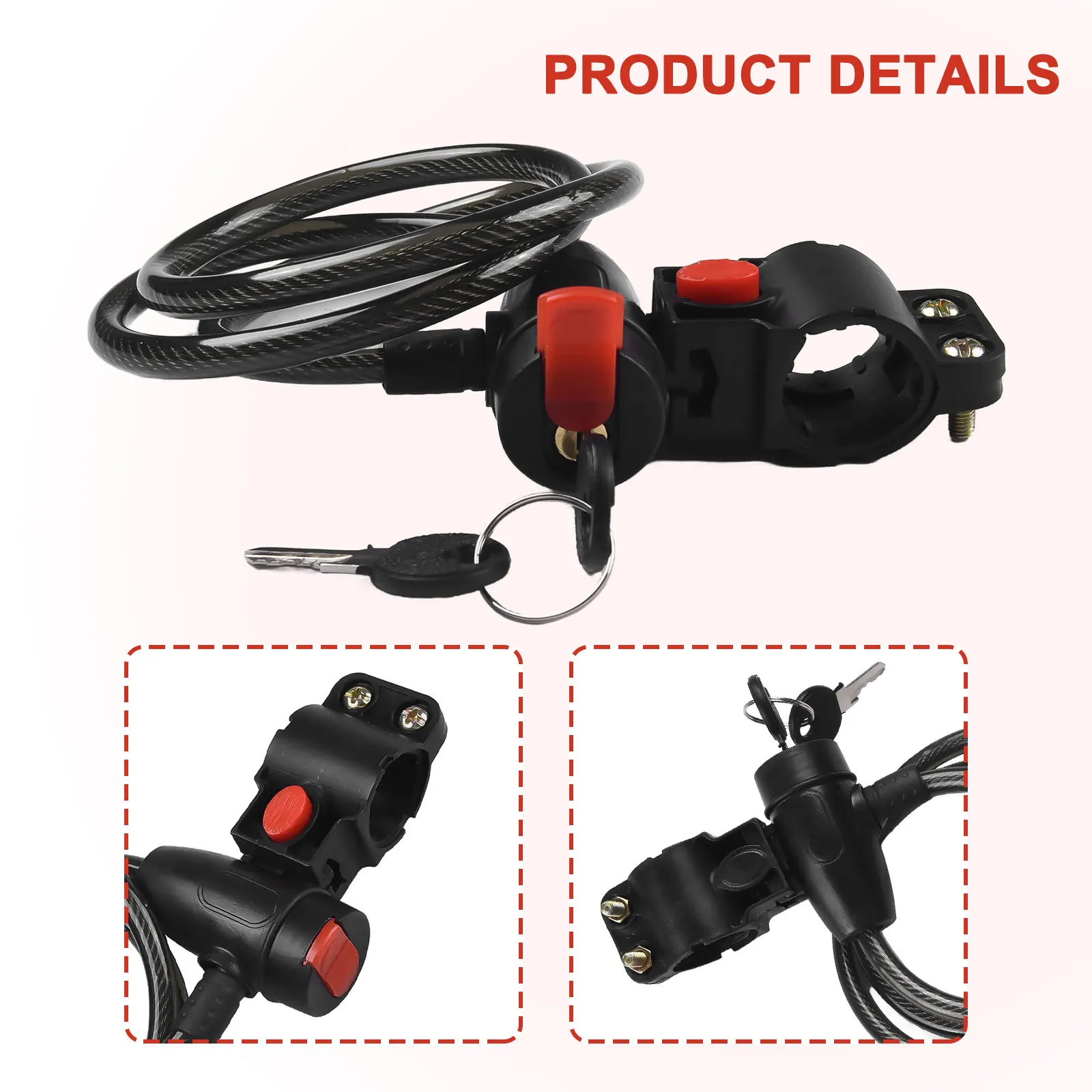 Bike Lock Chain Key Bicycle Cycling Security Cable Trolly Locker Motorcycles Flexible Portable Sturdy High Strength