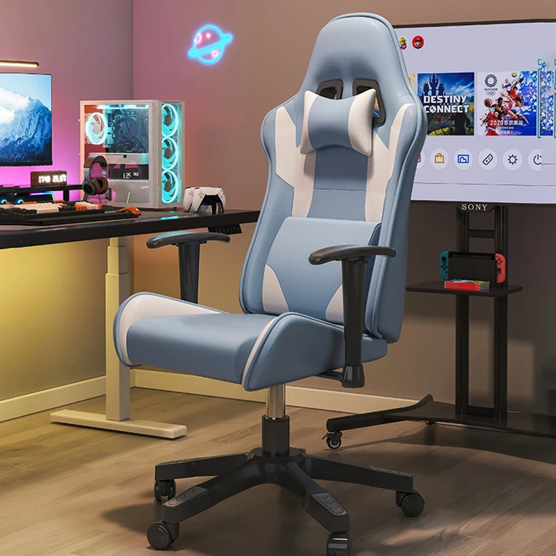 Confortável apoio para os pés cadeira de escritório estética móvel ergonômico cinza cadeira de jogos elegante alta volta silla gamer móveis para casa