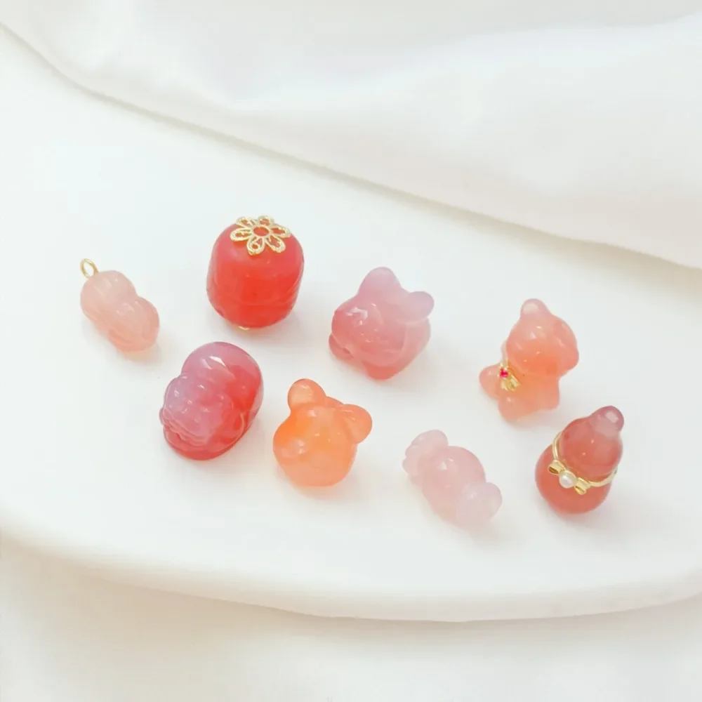 

Salt Source Agate Little Bear Rabbit Peanut Gourd Candy Lantern Straight Hole Scattered Beads DIY Handcrafted Pendant Beads