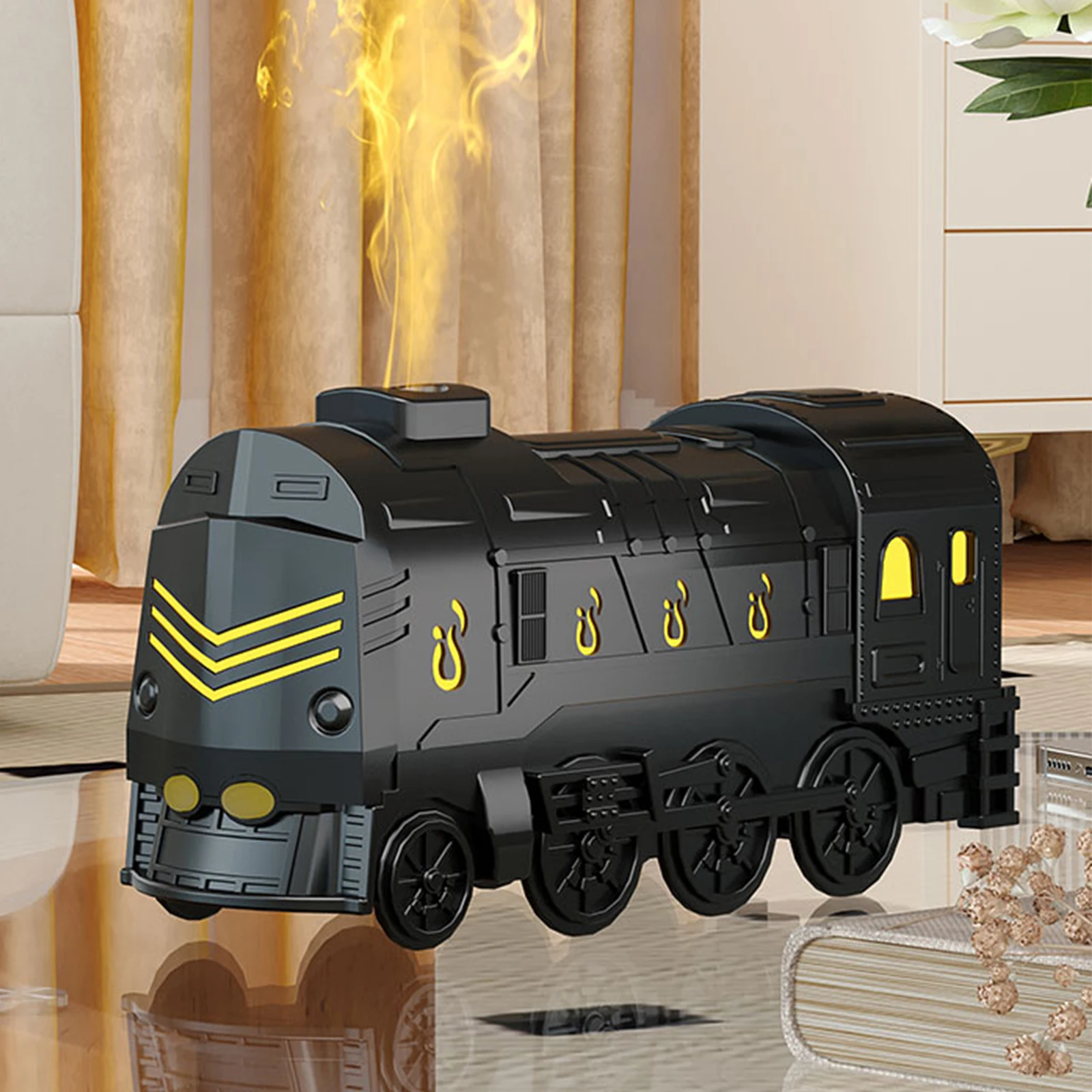 Steam Train Essential Oil Diffuser with Light 300ml Train Humidifier Diffuser Ultra Quiet Train Humidifier 2 Misting 2 Light