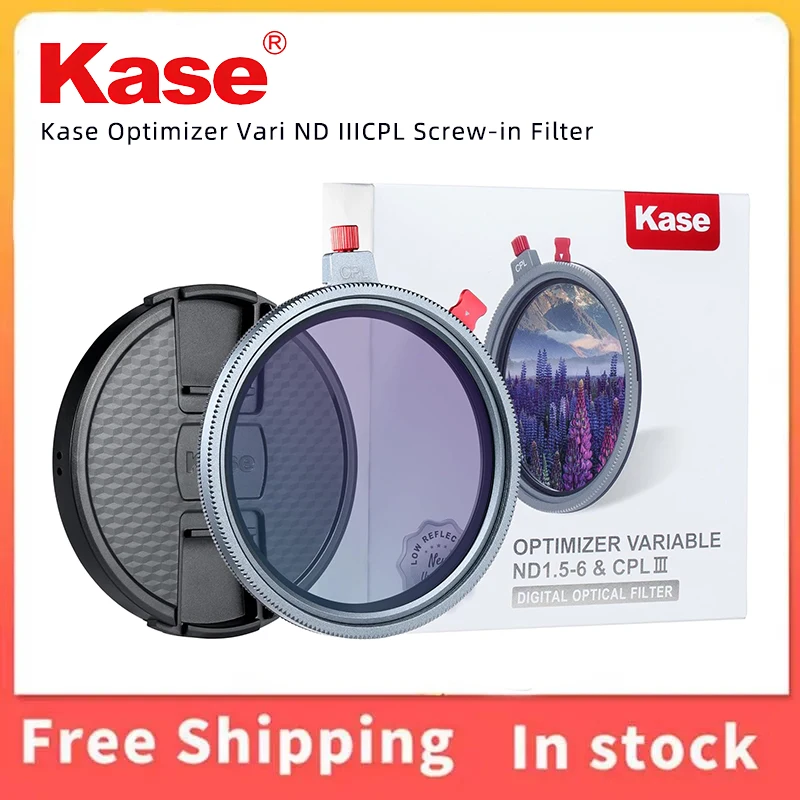 62mm Kase Optimizer Vari ND III CPL Screw-in Filter 1.5-6 Stop Multicoated Tempered Glass Anti-Flare Low Reflection