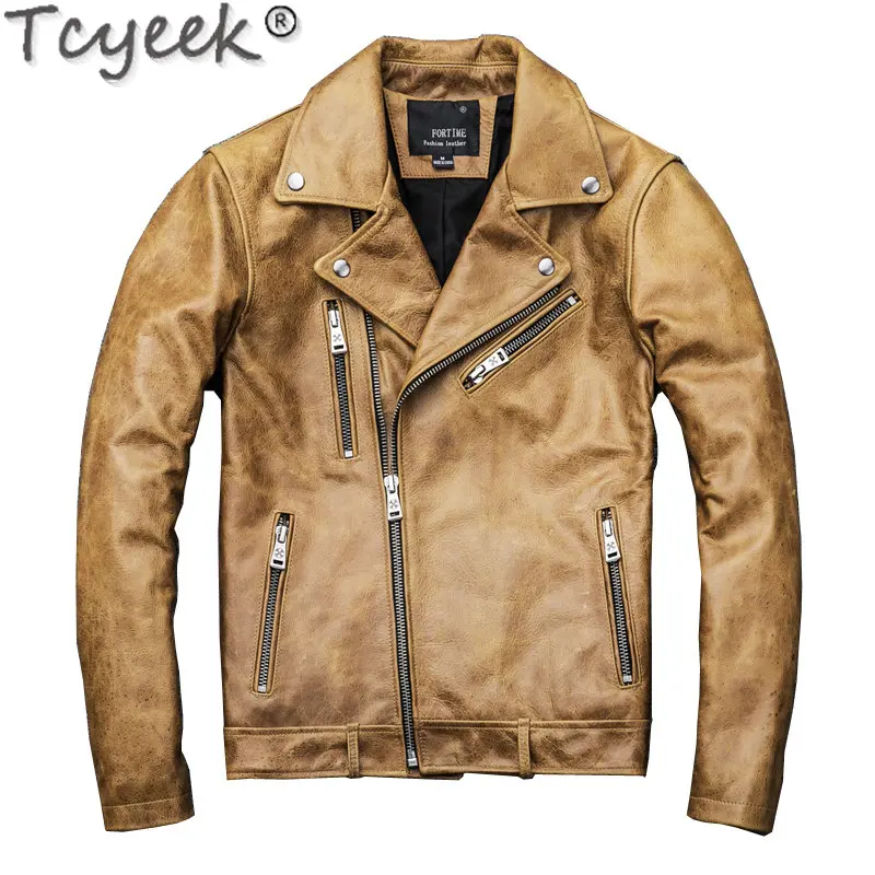 

Tcyeek Genuine Leather Jacket Men Clothing Winter Men's Clothing Cow Leather Coats and Jackets for Men Chaqueta Moto Hombre Zm