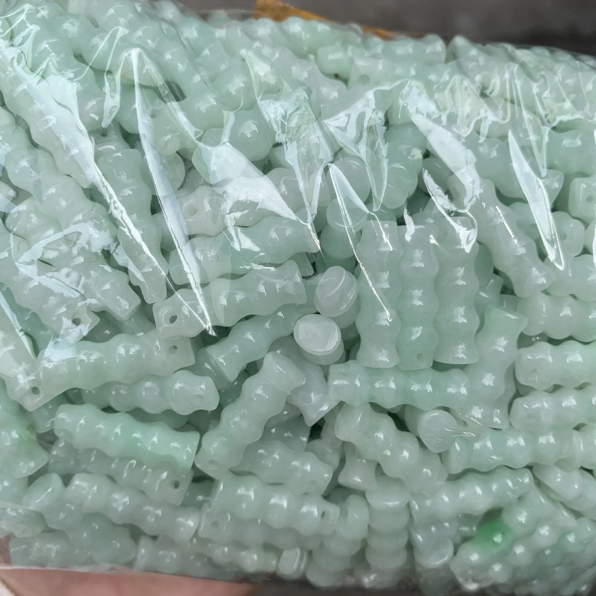 Natural Myanmar jadeite handcarved bamboo beads DIY 100% real jade bracelets necklace jade accessories septa scattered beads