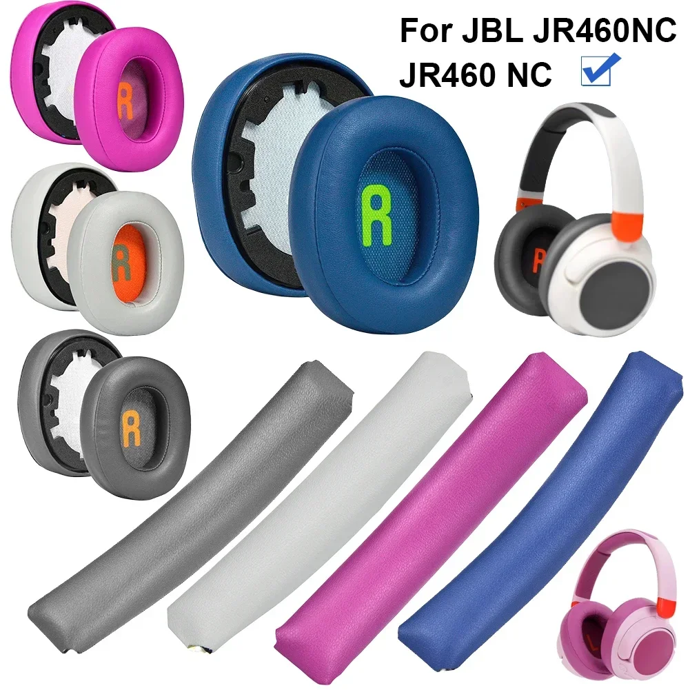 1 paio di cuscinetti auricolari in pelle proteica di ricambio fodera per cuscino per cuffie JBL JR460NC JR460 NC paraorecchie