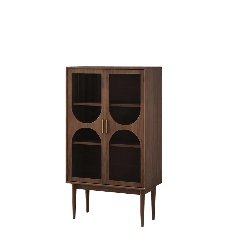Nordic solid wood bookcase, modern simple household storage dust-proof glass door cabinet light luxury wine cabinet
