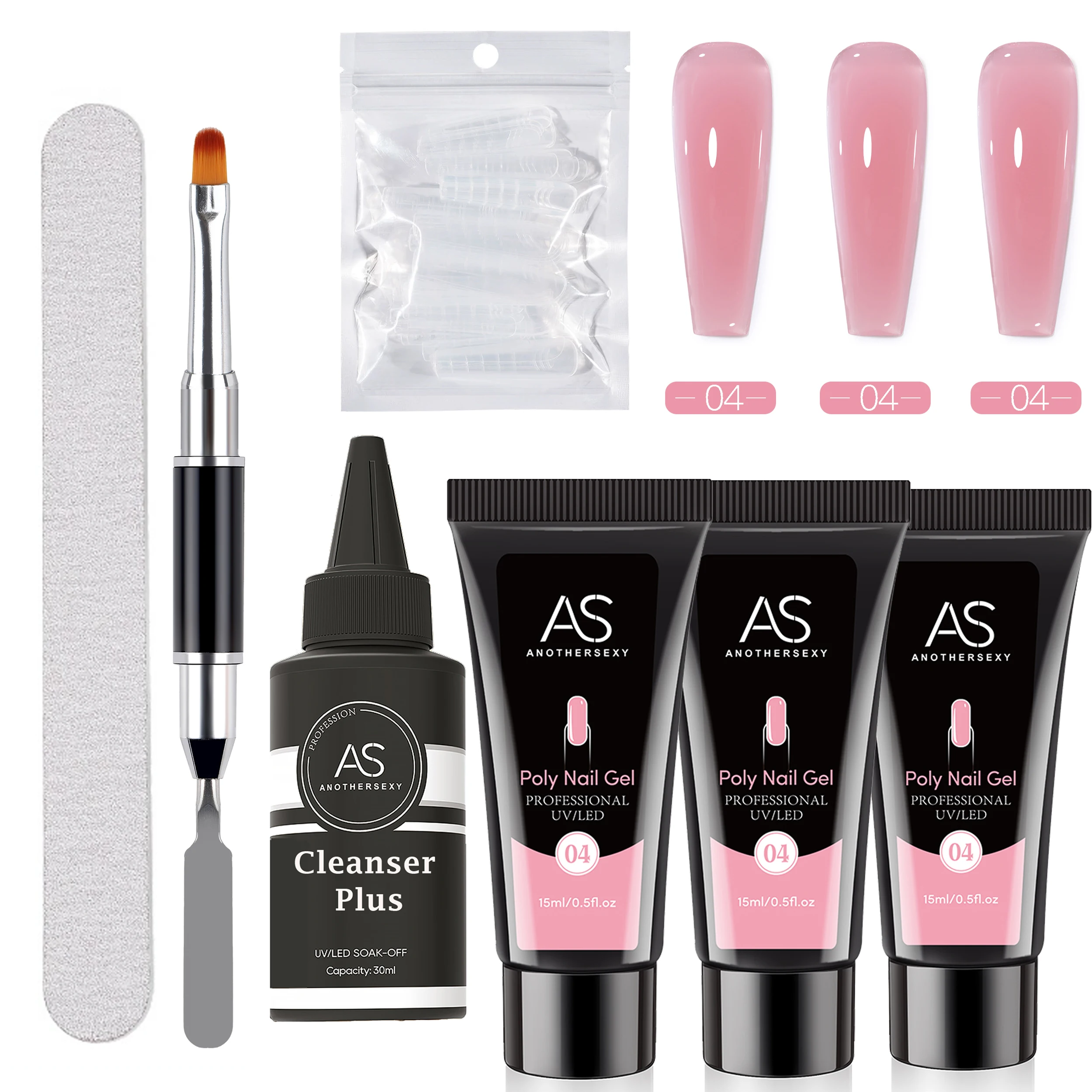 AS 15ml Extension Nail Gel Manicure Set Finger Quick Buliding Extension Gel Nail Polish Kit Soak Off UV Poly Nail Vernis Gel