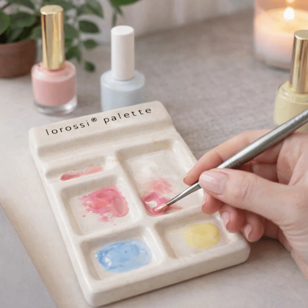 Portable Ceramic Paint Palette Smooth Stain Resistant Color Mixing Palette with Brush Holder Jewelry Storage Tray Oil Painting