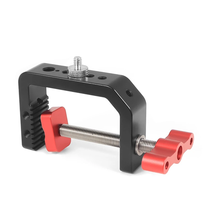C Tipo Strong Clamp Mount Stand, Buraco do parafuso para a Câmera Fotografia, Vídeo Luz de preenchimento, Desktop Bracket, 1/4, 3/8
