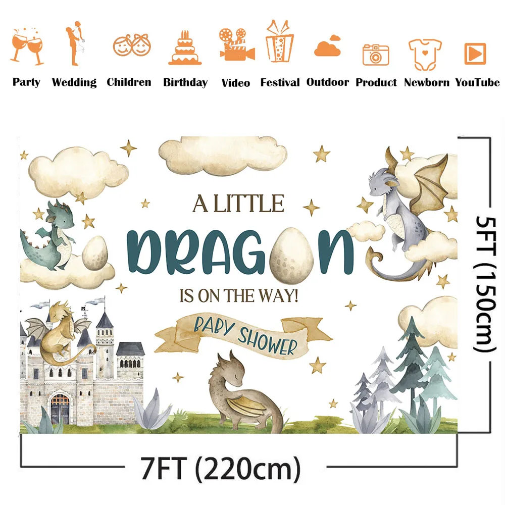 تنين صغير على خلفية الطريق ، لافتة قلعة المغامرة ، زخرفة الحفلات ، خلفية ، خلفية الكرتون ، استحمام الطفل