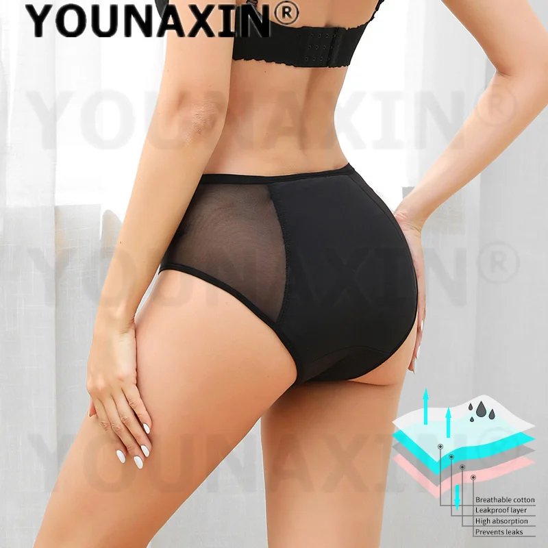 3 Pcs Big Size Sexy Women Physiological Briefs Black Color Menstrual Underwear Leak-proof Period Unides XS S M L XL 2XL 3XL 4XL