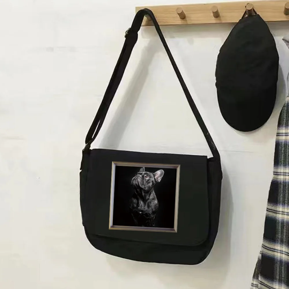 Bolso cruzado con estampado de animales para adolescentes y estudiantes, bandolera negra de gran capacidad