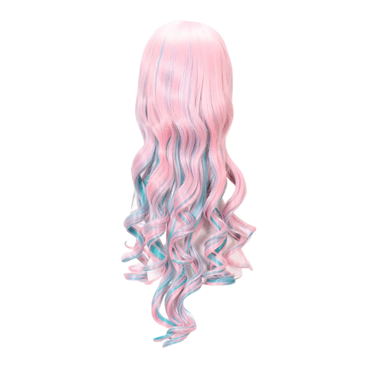 Wig Cosplay 80cm, rambut palsu Anime klip warna keriting multiwarna Eropa dan Amerika