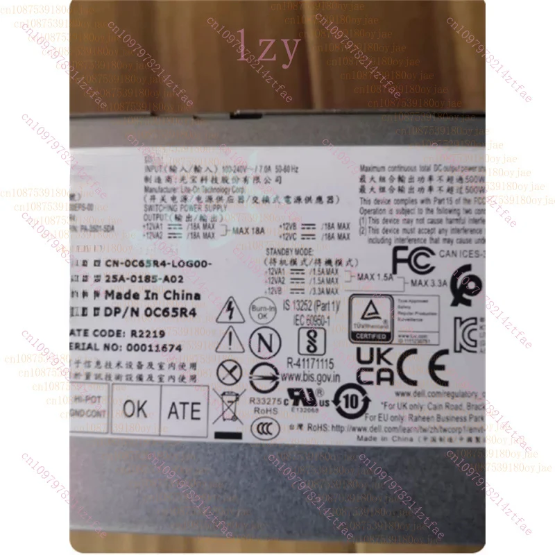 Original FOR Dell 7090 3890 500W 80 Platinum Certified Power Supply L500EPS-00 0C65R4 100%  test ok