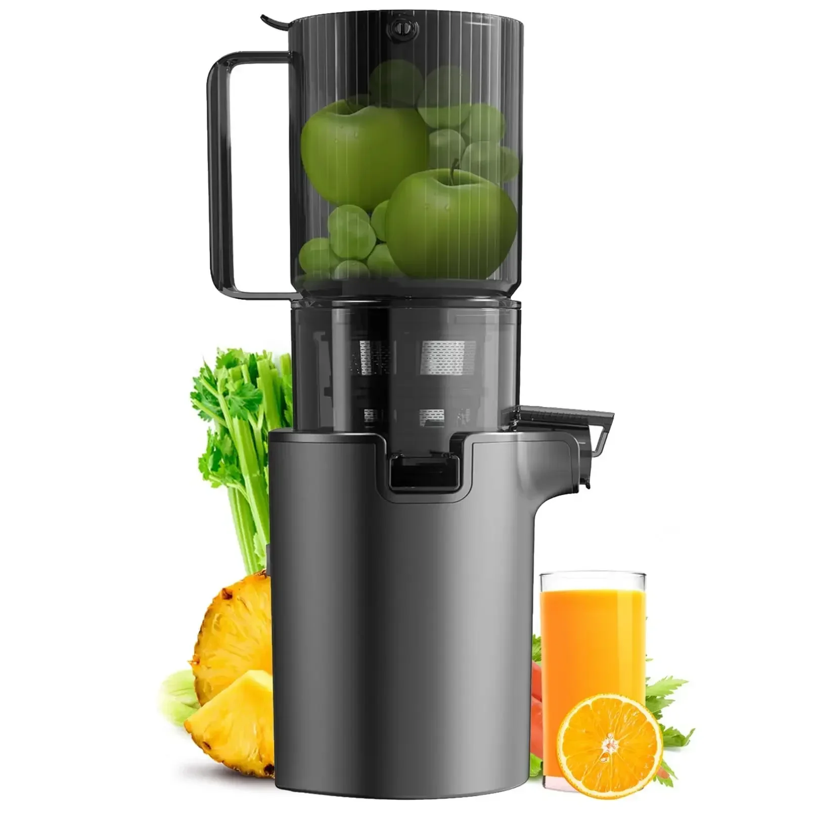 

Masticating Juicer Machines, 4.1-inch(104MM) Slow Cold Press Juicer with Extra Wide Feed Chute, Pure Juicer Machine for Vegetabl