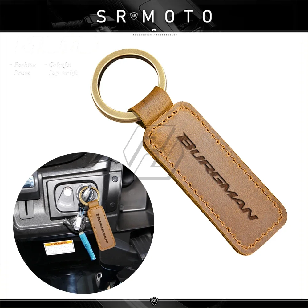 Motorcycle Cowhide Keychain Key Ring Fit for Suzuki Burgman 200 400 ABS Scooter