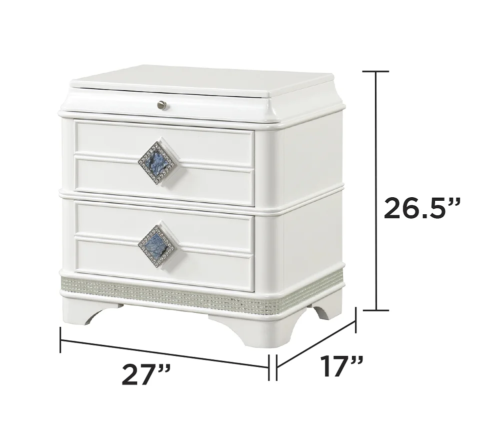 #Luxury 5-Piece Queen Bedroom Set With Wood  Adjustable Height Dresser Storage