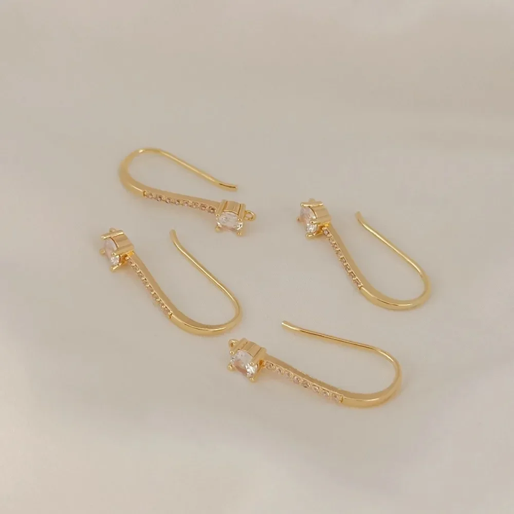 

14K Gold-plated, Zircon Water Diamond, Large Ear Hook with Pendant Ring Earrings, Handcrafted DIY Jewelry Accessories