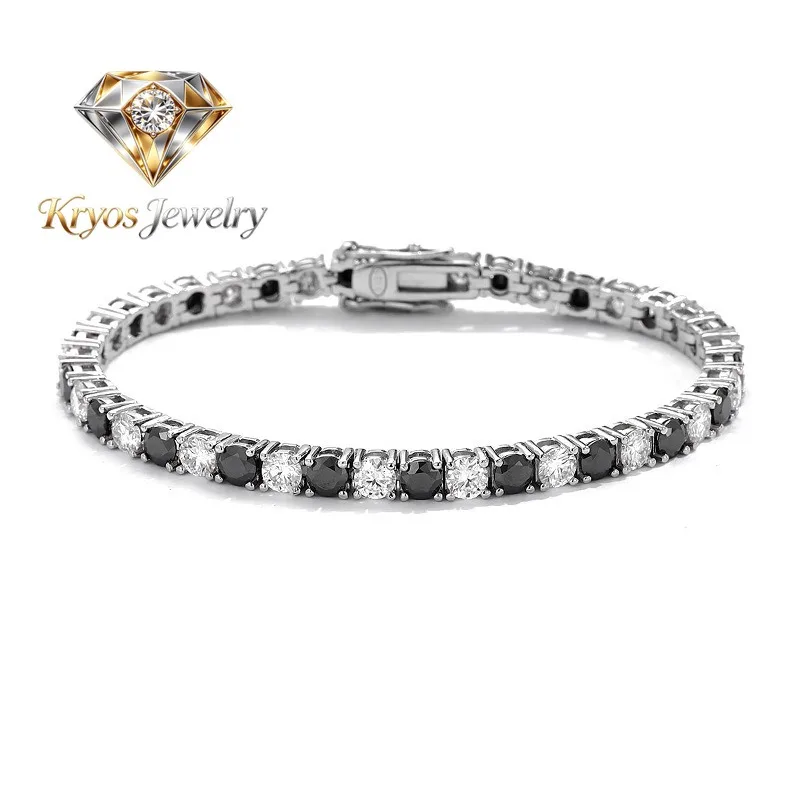 

Kryos Jewelry Luxury Solid Platinum PT950 Women's 3mm 4mm Garnet Moissanite Diamond Bracelet Full Diamond Tennis Bracelet