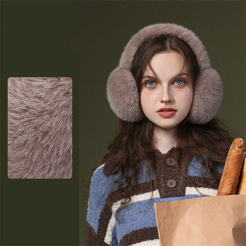 Soft Plush Ear Warmer Earmuffs para mulheres, ao ar livre, proteção fria, à prova de vento, tampa dobrável, monocromática, moda, inverno