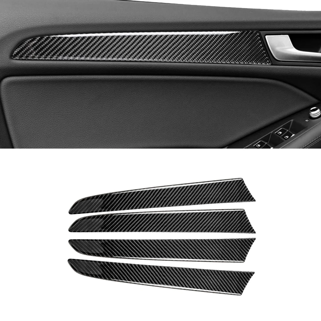 For Audi Q5 2009 2010 2011 2012 2013 2014 2015 2016 4pcs Carbon Fiber Interior Window Door Panel Trim Cover Strip