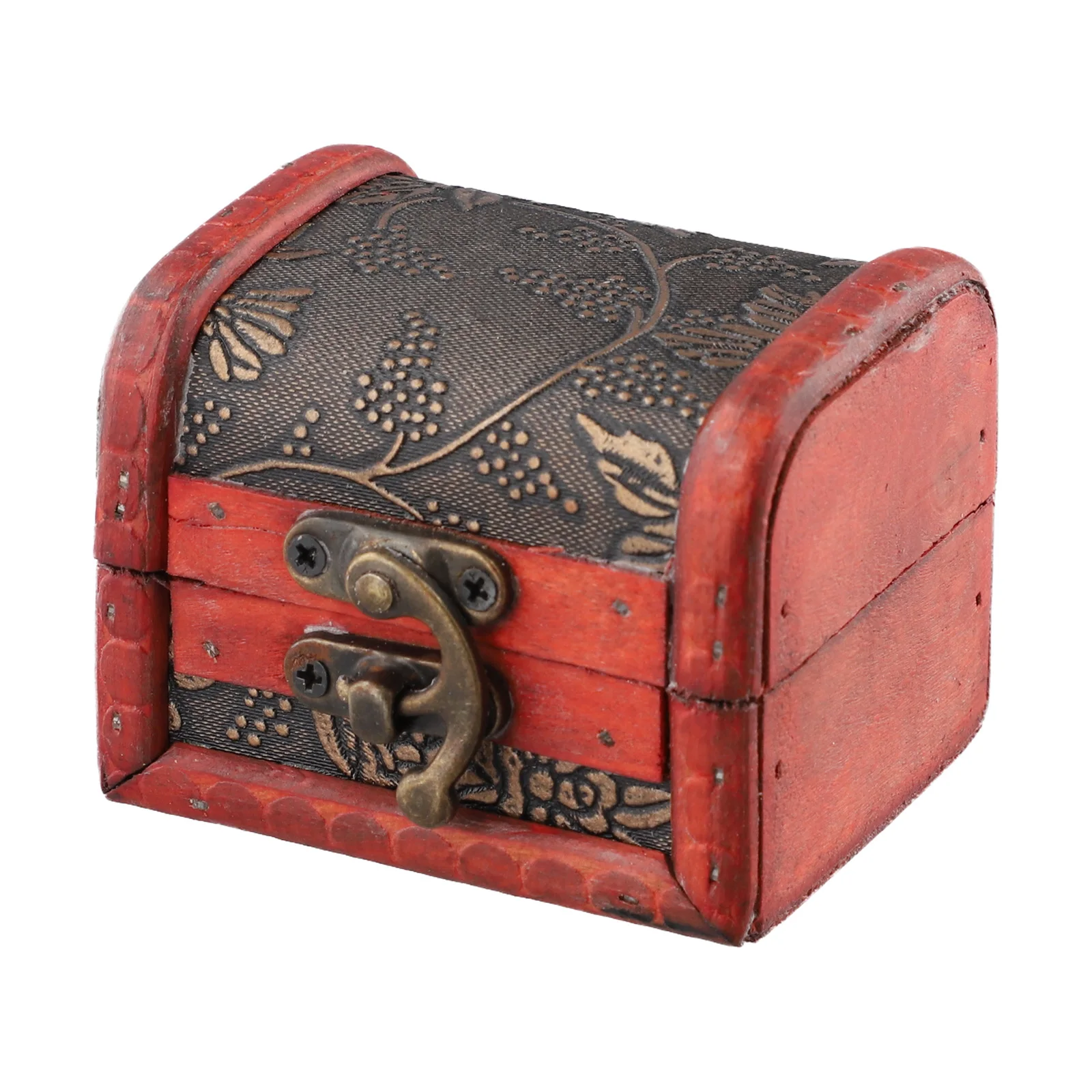 1pc Wooden Treasure Chest Jewelry Box Vintage Storage Wooden Box Trinket Gift Box Home Decoration Container Supplies 8x6x6cm