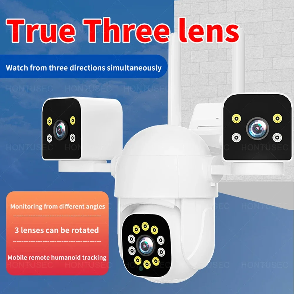 IPC360 HOME 6K 12MP 3 Lens 3 Screens Wifi PTZ Camera Outdoor Color Night Vision Motion Detection Two Way Audio Security Camera