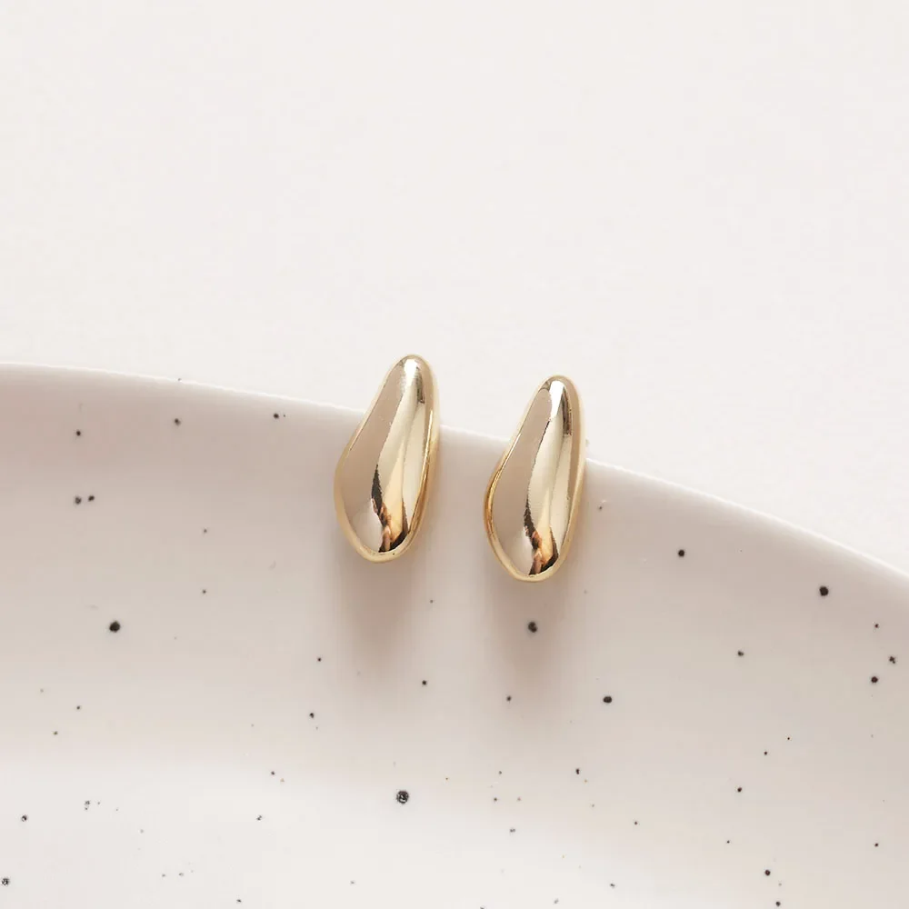 4PCS Minimalist Ear Studs Earrings for Jewelry Findings Components Making Supplies DIY Handmade Brass 14k Gold Plated 8*17mm