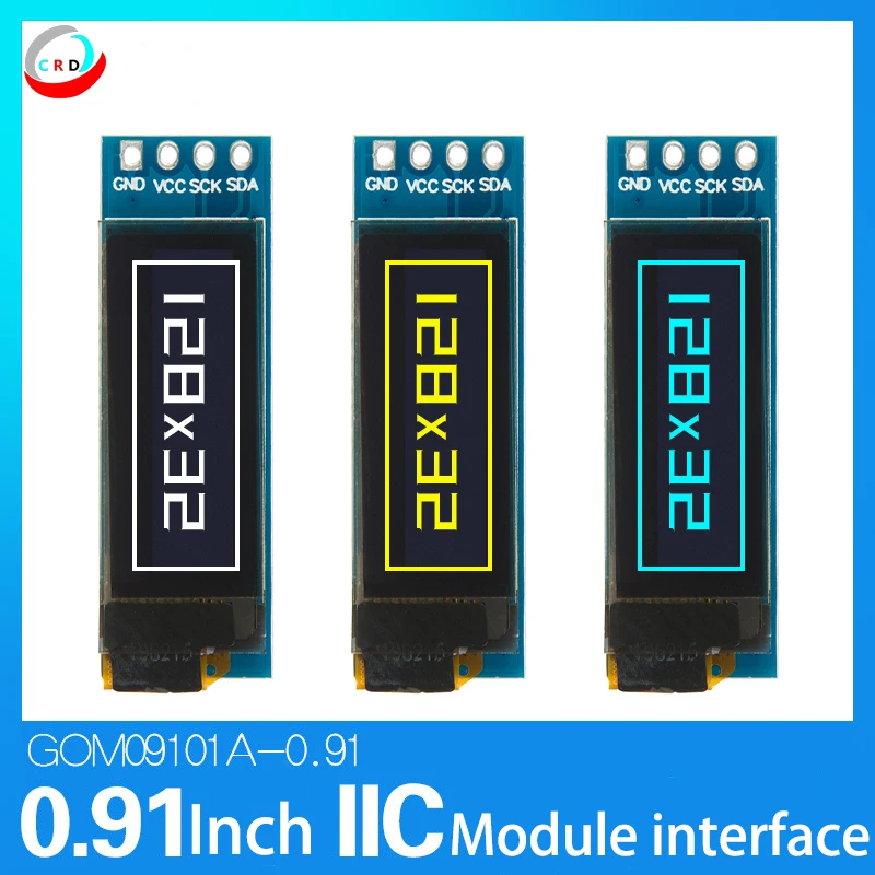 0.91-inch OLED LCD display 128x32 small screen SSD1306 vertical 4-pin module IIC