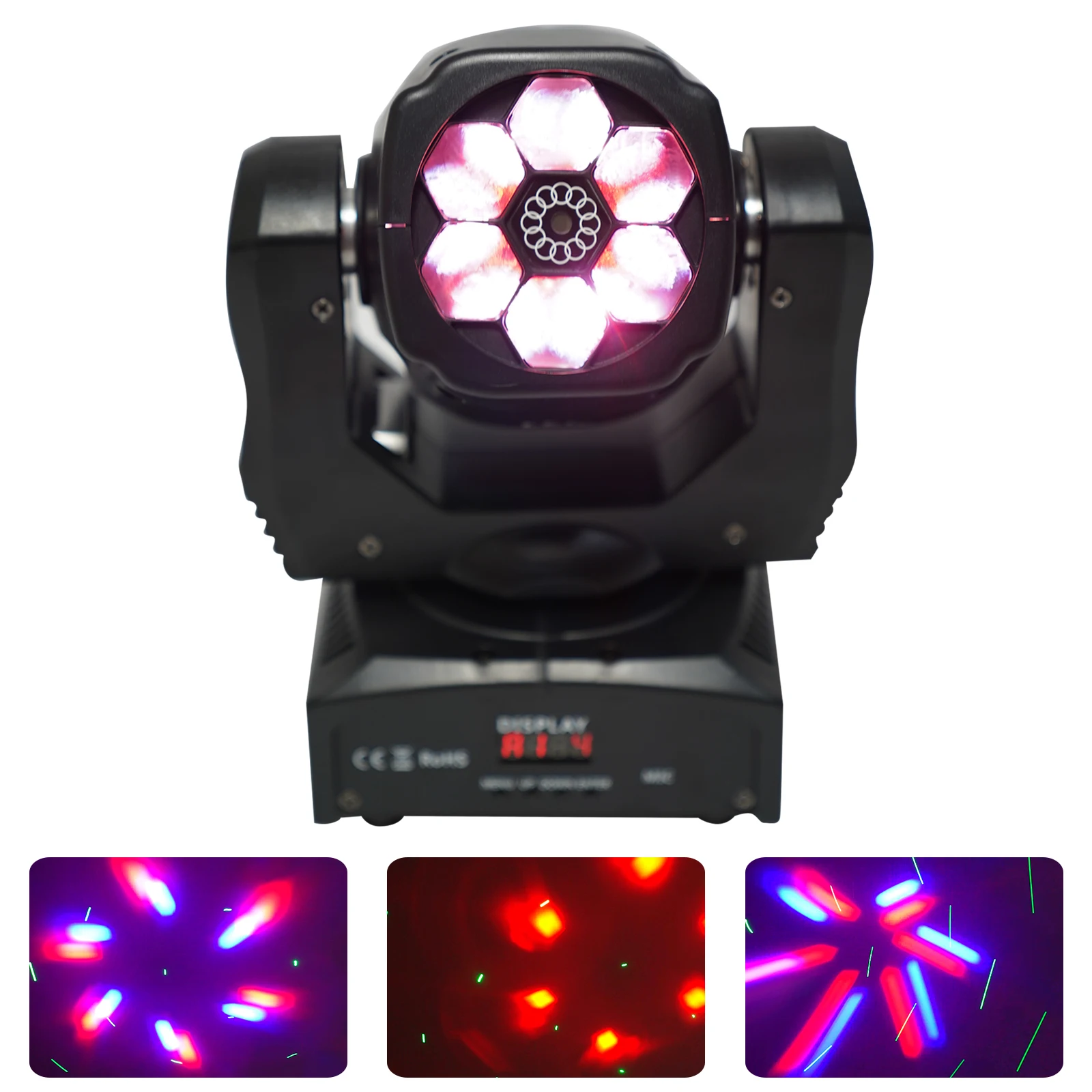 Moving Head Light 6x12W RGBW, Sound Activated LED Beam Light with 540° Horizontal & 180° Vertical Rotation, DMX512, Auto/Sound Control for DJ Party Club Stage, Black